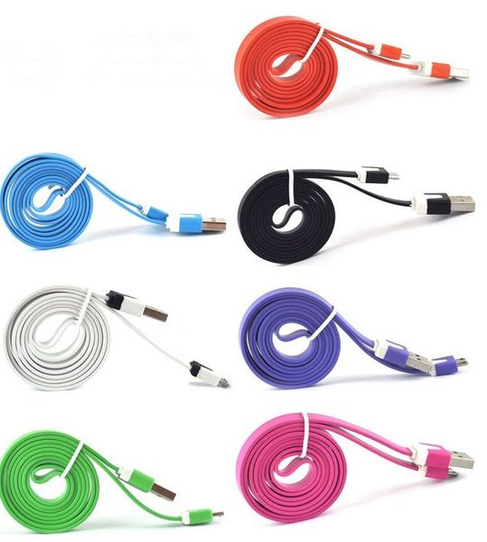 

1m 3ft flat noodle charging cable android fast charger cable micro usb charging cords cell phone accessories for samsung s5 s6 s7 dfw
