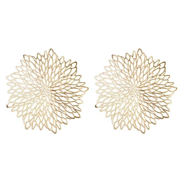 

mats & pads 12pcs pvc placemat for dining table hollow pad bowl gold