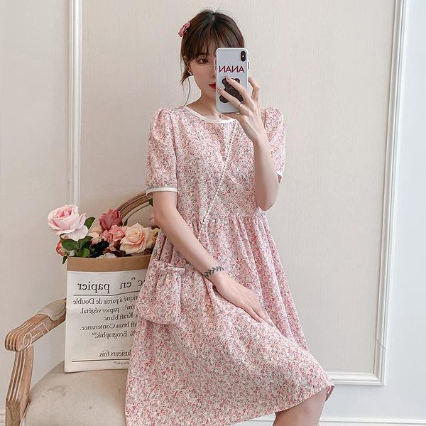 

maternity dresses blue pink 2021 pregnant women sweet lace dress for summer fashion short sleeve o-neck pregnancy a-line wholesale, White