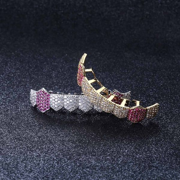 New Wolf Tide Hip Hop Griglie Oro Argento Colore Iced Out Micro Pave Full CZ Denti Grillz Bottom Griglie Charm per Uomo Donna Gioielli party punk regali gioielli per il corpo