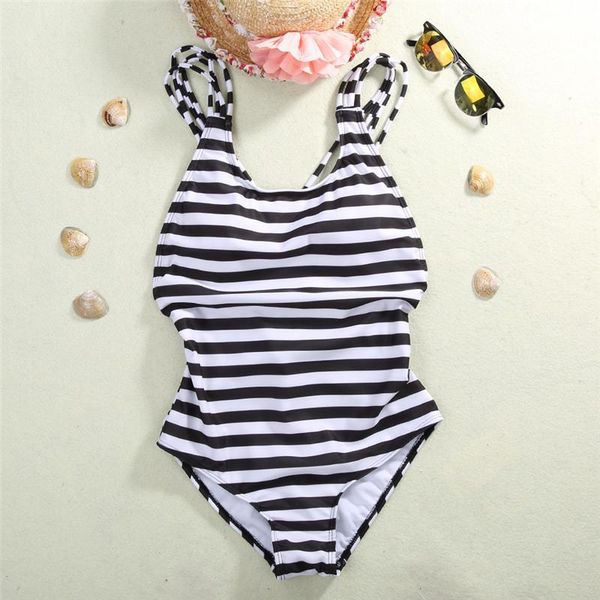 

one-piece suits 2021 plus size stripe padded halter swimwear women one piece suit swimsuit beachwear bathing female s to 4xl