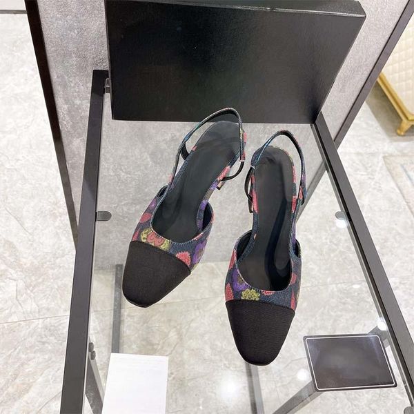 

sandals thick heel floral classic elegant gentle genuine leather handmade women's shoes everyday all-match size 34-42, Black