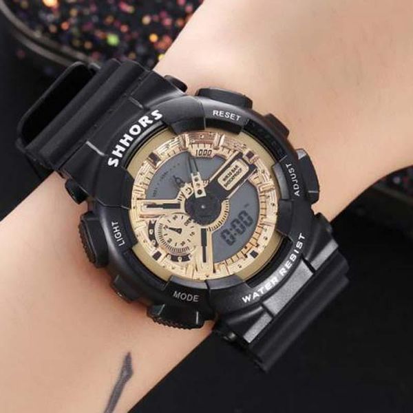 

wristwatches 2021 shhors watch men fashion big watches dual display multifunctional quartz sports clock reloj hombre, Slivery;brown