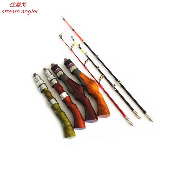 

boat fishing rods natural ice rod flat solid carbon tip easy to carry frp wood handle