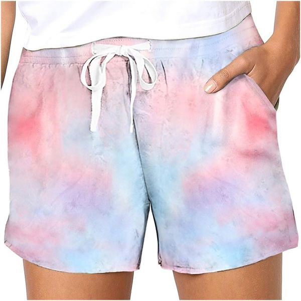 

women's shorts women drawstring printed elastic high waist pocket loose short pants summer fashion casual female plus size 2021, White;black