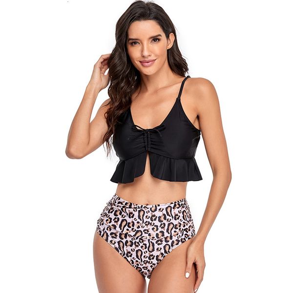 

swimsuit women beach bikini swimwear for 2021 new leopard high waist floral split skirt polyester sierra surfer swim suit japz, Blue