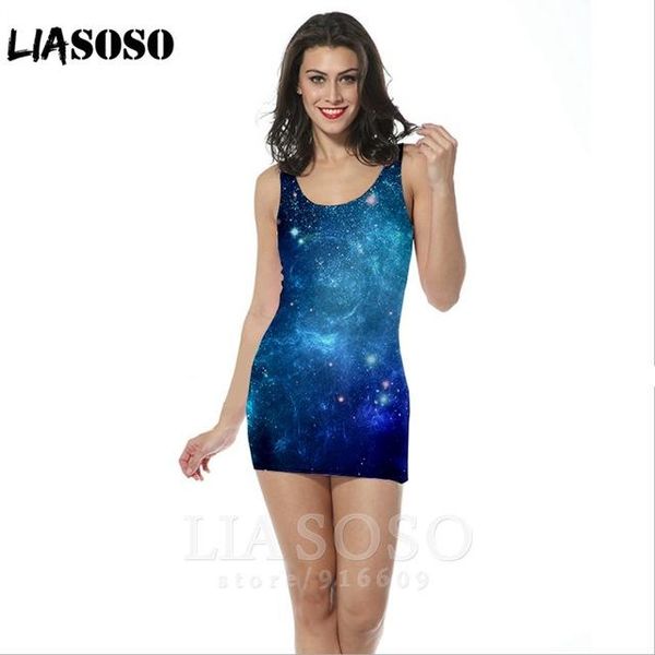 

casual dresses liasoso 3d print beach women streetwear starry sky harajuku galaxy gown leisure party fashion women's clothing hip dress, Black;gray