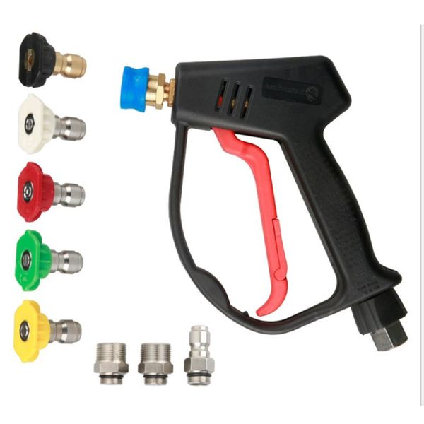 

car washer 40000psi high pressure spray water gun g1/4 adaptor with 5pcs nozzles g3/8 hose brass valve core cleaning