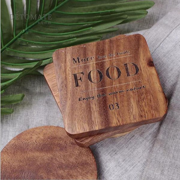 

mats & pads 1pc mug round square wood cup table mat kitchen placemat glass teapot drink coasters accessories