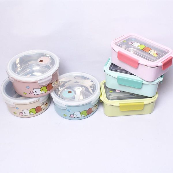 

dinnerware sets microwave ovenable 304 stainless steel lunch box leakproof container portable round/square sealed tableware