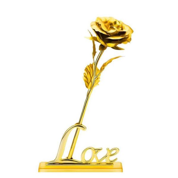 

fashion gold foil plated rose artificial long stem flower creative gifts for lover wedding christmas valentines mot jllxrw soif