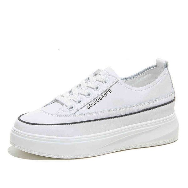 

thick soled raised leather small white shoes women's 2021 autumn shallow mouth versatile muffin board trend