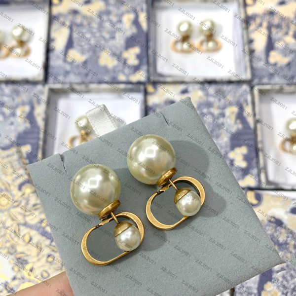 

fashion luxurys designers earrings classic design retro gold plating accessories personality temperament before and after double-sided pearl, Silver