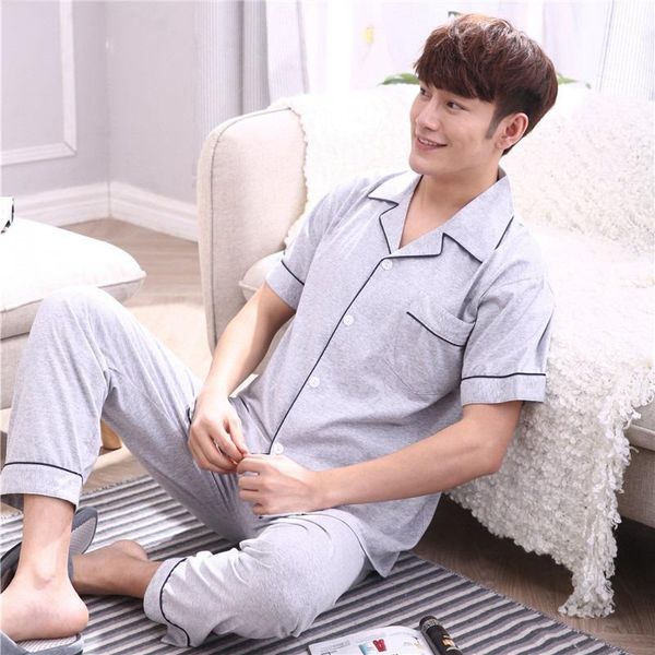 

men's 100% pajamas, soft and comfortable short sleeve pajamas, family, spring and summer, 2021, Black;brown