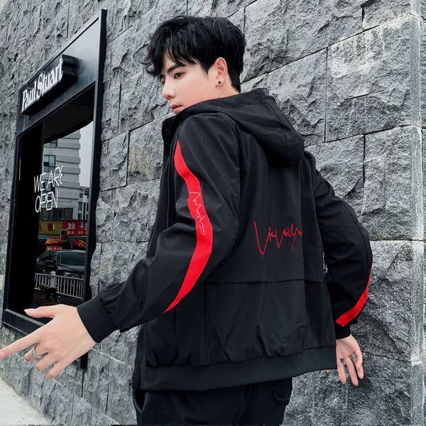 

spring fashion and autumn male jacket korean version of trend to go with all the hood young jack overalls tepg, Black;brown