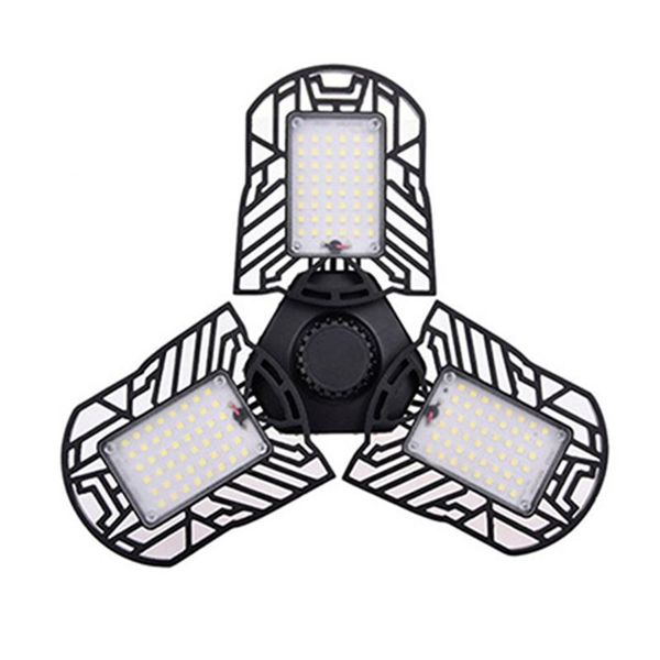 

smart home control universal 60w e26 144 led deformable ceiling light shop lighting industrial lamps with 3 adjustable panels garage