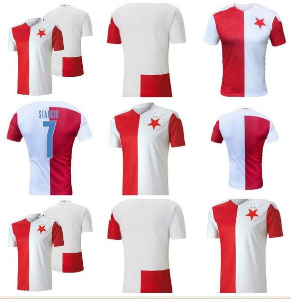

thai 20 21 22 sk slavia praha soccer jersey czech republic home white and red s.tecl o.kudela petar musa romania stanciu football shirt zhu, Black;yellow