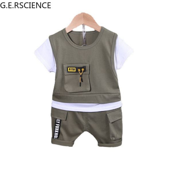 

2022 new summer children girls fashion clothing baby boys cotton t shirt shorts 2pcs/sets clothes toddler casual tracksuit, White