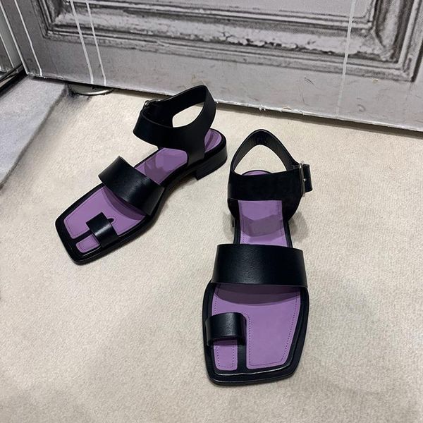 

summer women's flat casual sandals flip-flop slingback black shoes m48