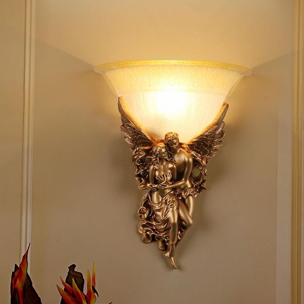 

wall lamps european retro lamp angel bedroom bedside living room tv background light led el villa aisle