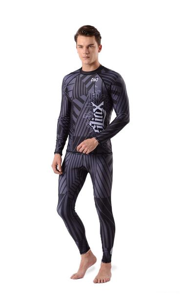 

one-piece suits long sleeve uv lycra bodysuit bathing clothing one set for men sailing swimsuit quick dry surf driving t shirt+pants rash gu
