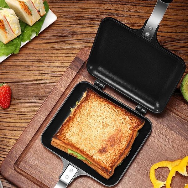 

pans double-side non-stick sandwich maker bread toast breakfast machine waffle pancake baking barbecue oven mold grill frying pan