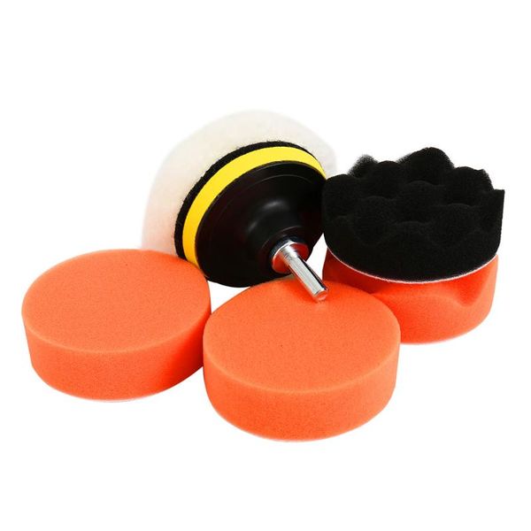 

care products 6pcs 3 inch polishing pad sponge car polisher waxing pads buffing kit for boat polish buffer drill wheel removes scratches