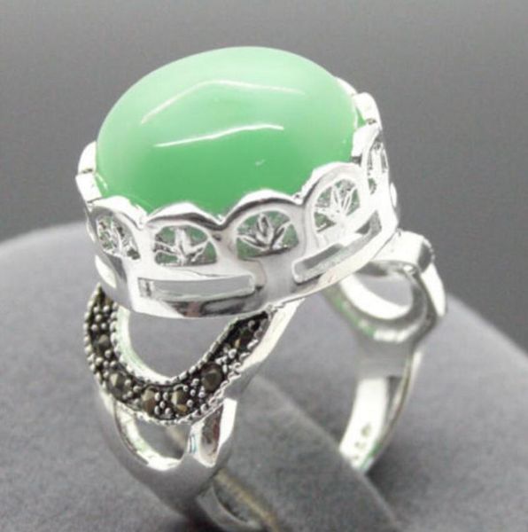 

cluster rings natural green 925 sterling silver ring fashion jewel size 7 8 9 10, Golden;silver