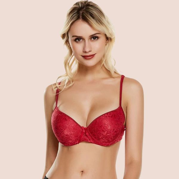 

bras underwire bra women's lace lingerie adjustable back breasts underwear, Red;black