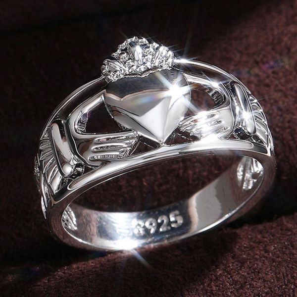

wedding rings uilz silver color love heart shape for couple handmade metal copper engagement jewelry drop crl1757, Slivery;golden