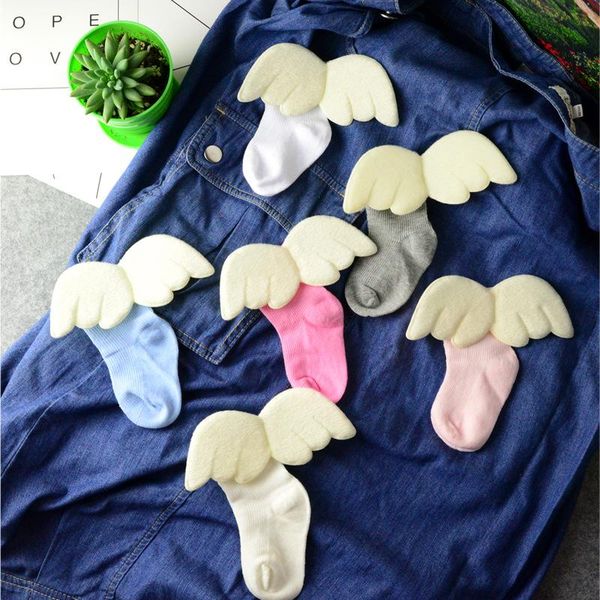 

socks cute baby kids angel wings candy color toddler boy girls funny spring autumn cotton kid sock for 0-5 years old, Pink;yellow