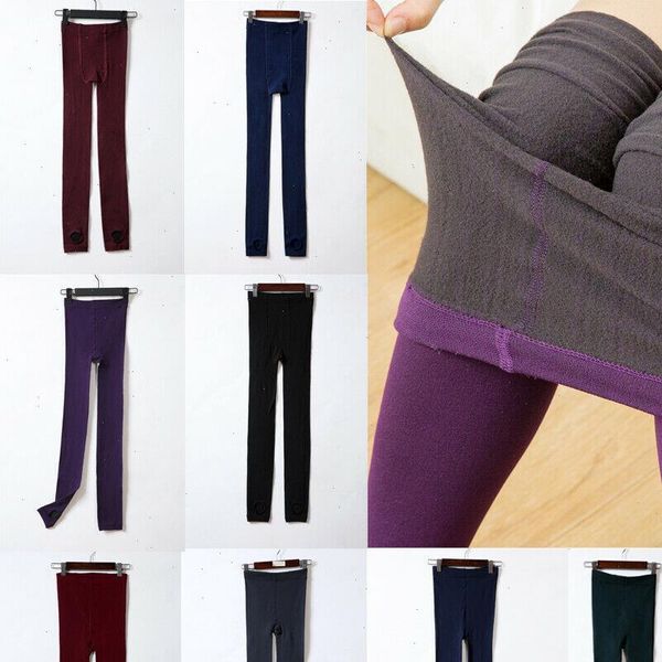 

2021 new women winter thick warm fleece leggings lady high waist elastic lined thermal stretchy slim skinny pants, Black