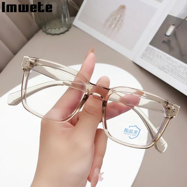 

fashion sunglasses frames imwete men myopia tr90 glasses frame transparent optical women eyeglass anti-blue light solid color personality, Black