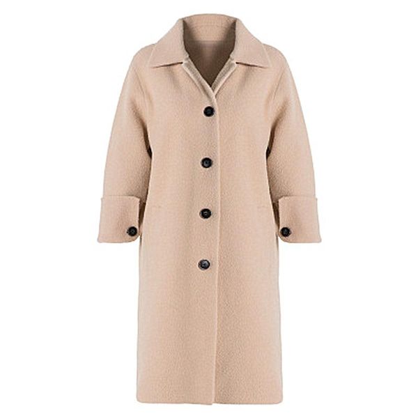 

women's wool & blends autumn and winter thick woolen coat long section double-sided knitted jacket solid color fashion, Black