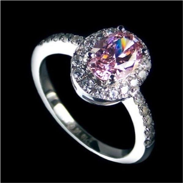 

cluster rings amazing design 2ct pink sona love diamond engagement ring women wedding anniversary day jewelry gift with box, Golden;silver