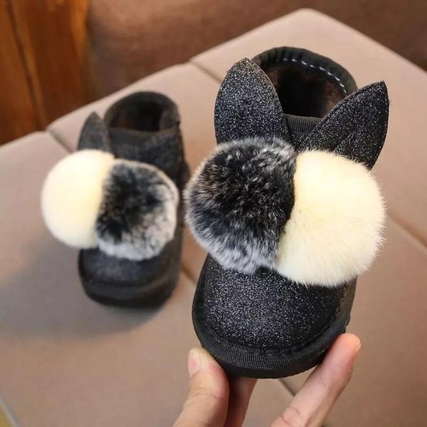 

boots 2021 brand fashion sport girls snow children shoes winter warm for child kids sneakers, Black;grey