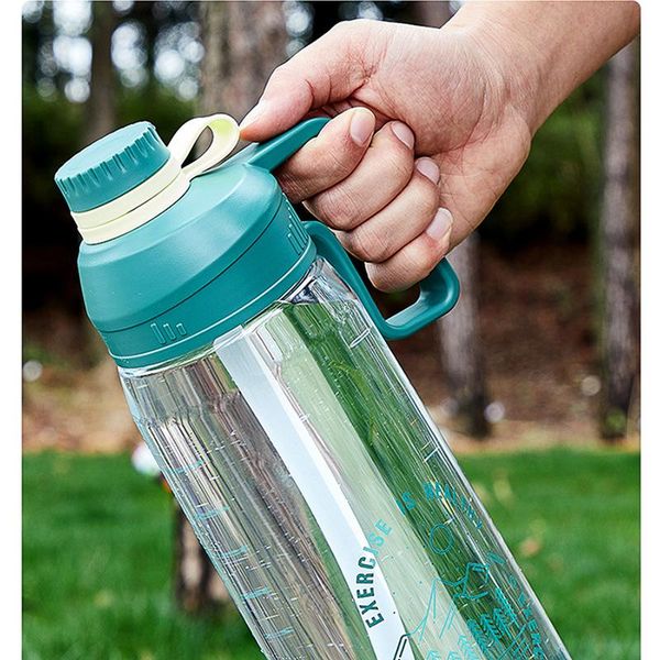 

water bottle 1.4l-1.8llarge capacity portable drop resistant with graduated handle straw space plastic cup outdoor sports