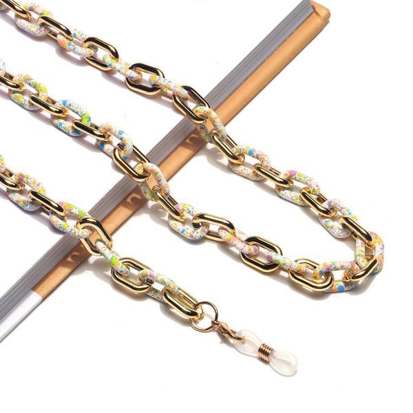 

sunglasses frames 2021 acrylic resin mask chain holder fashion women lady gold color accessary, Silver