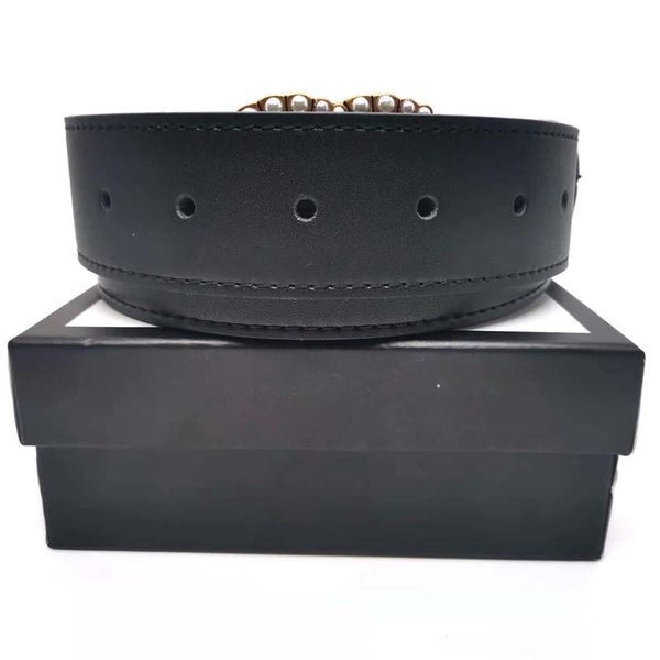 

2022 womens mens leather black belts women snake big gold buckle men classic casual pearl belt ceinture white box, Black;brown