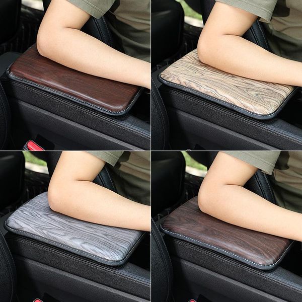 

car organizer central armrest pad handrail box cushion center console leather non-slip wood texture mat pillow cover protective