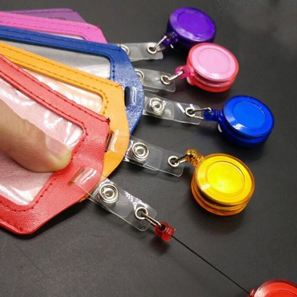 

1pcs portable bank credit card holders pu card bus id holders identity badge with retractable reel rand jllwst