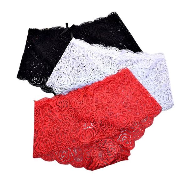 

2021 lace see through fashion panties women transparent bow-knot babydoll briefs ladies underwear knickers, Black;pink