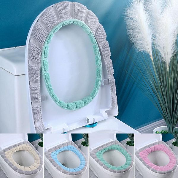 

bathroom toilet seat with handle closestool washable soft winter warmer mat pad cushion o-shape toilet seat bidet covers