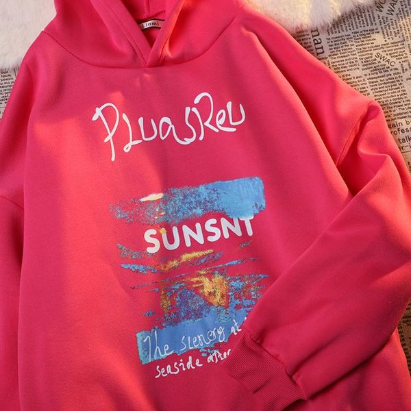 

women's hoodies & sweatshirts graffiti cartoon printed sweatshirt big hoodie korean oversized casual long sleeve vintage pullover women, Black