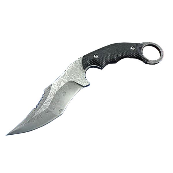 Karambit garra faca 440C 58hrc lâmina de aço ao ar livre camping caminhadas caça facas de lâmina fixa com bainha de couro H5457