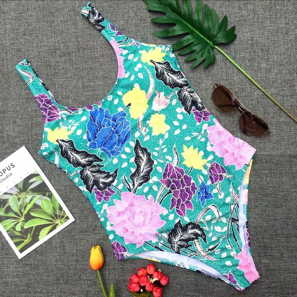 

one-piece suits hirigin floral one piece swimsuit women swimwear 2021 push up padded bra backless bathing suit beachwear monokini