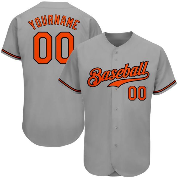 

custom gray orange-black authentic baseball jersey, Blue;black