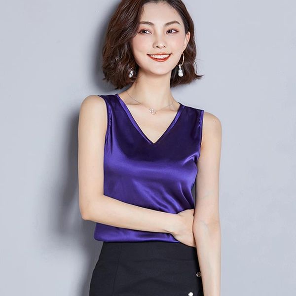 

women camis silk women camisole 2021 summer style sleeveless vest slim white tank roupas femininas black white gray