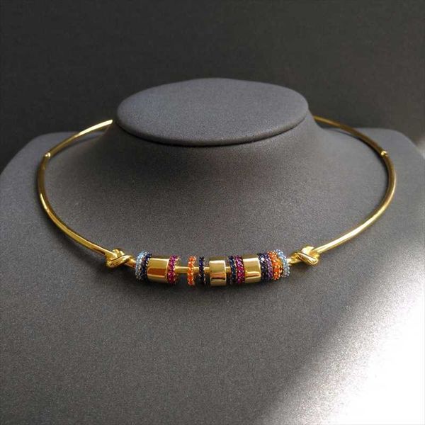 

chains 100%925 sterling silver arrival rainbow collar female color diamond golden yellow clavicle chain charm necklace