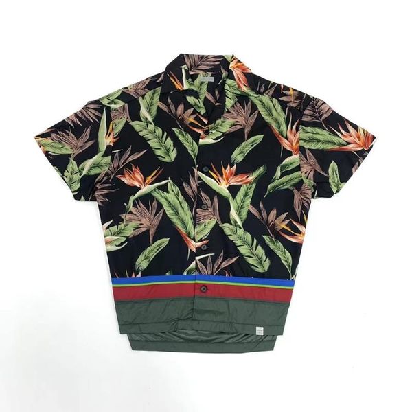 

men's casual shirts men oversize leaves prints haiwaii style short sleeve, White;black